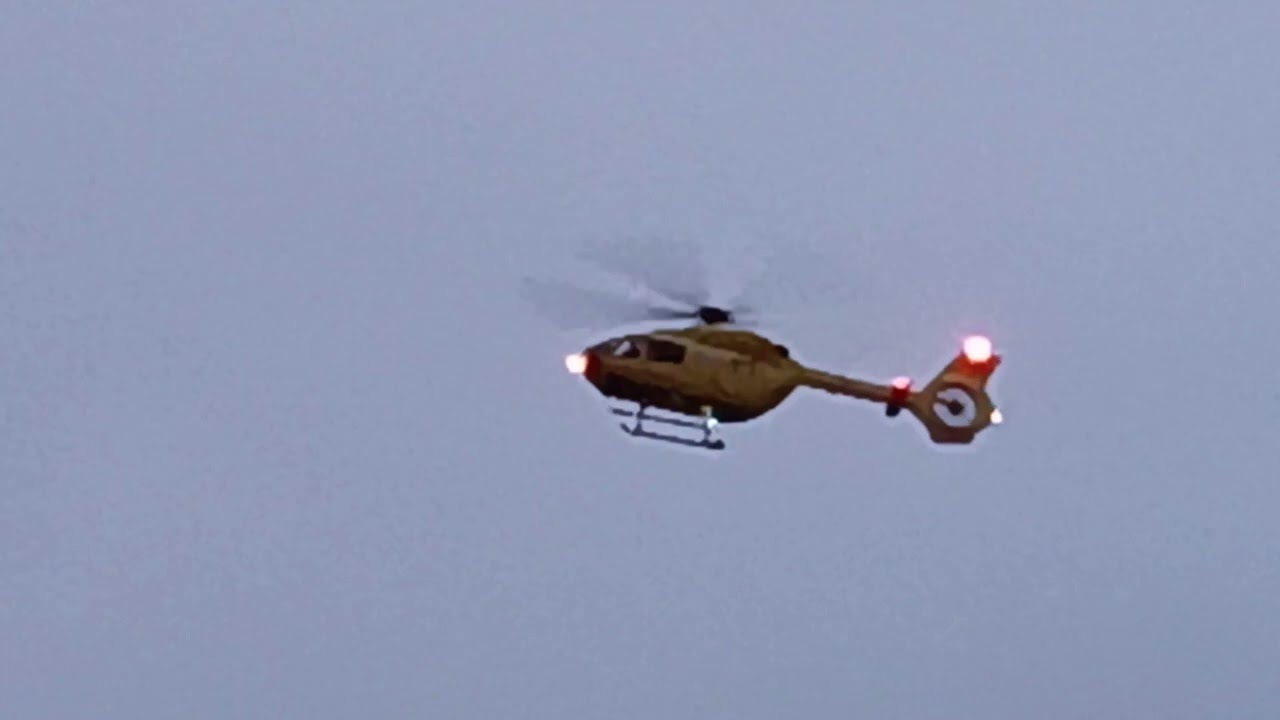 Helimed landing at Queen Elizabeth Hospital Kings Lynn 