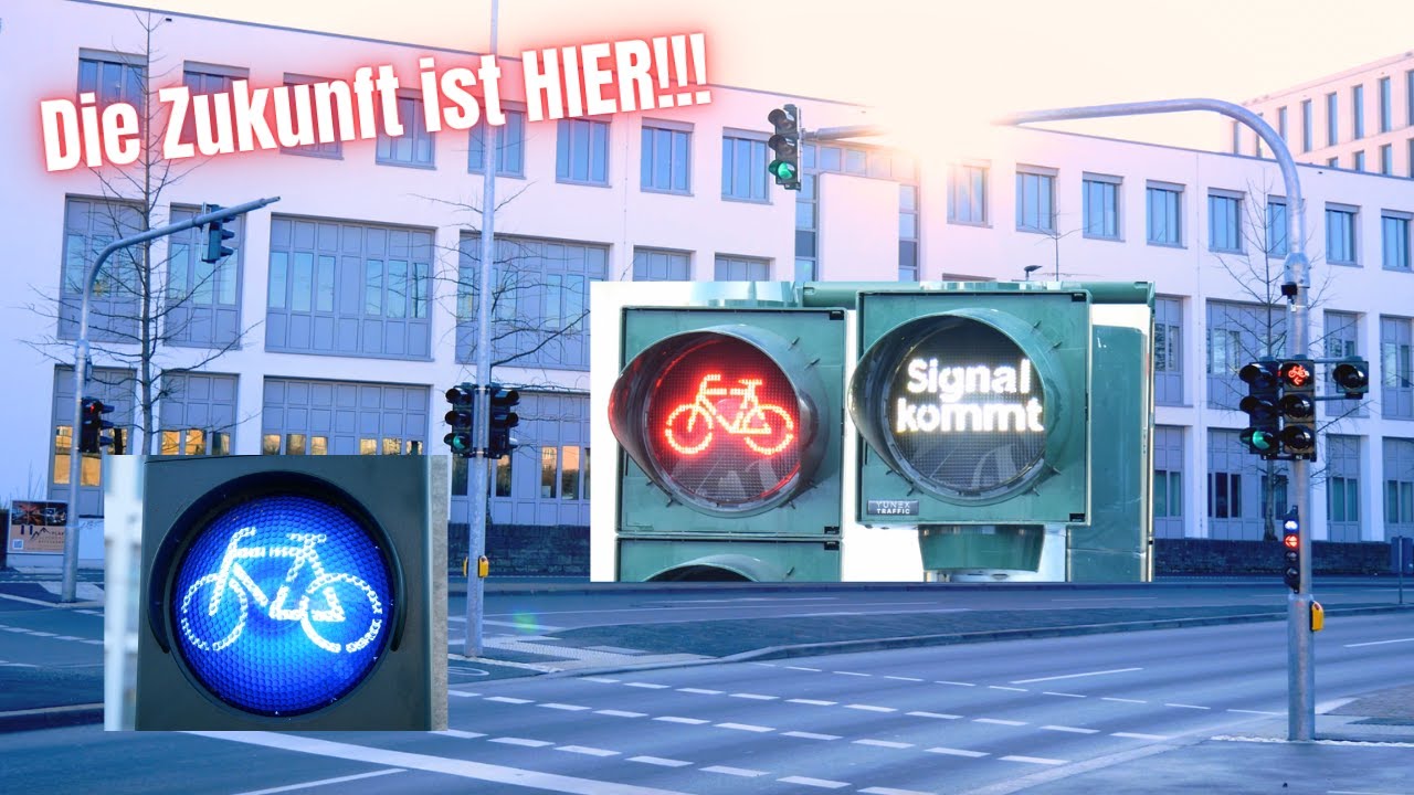 Nagelneue Ampelanlage mit intelligenter Verkehrsregelung und automatischer Fahrrad erkennung