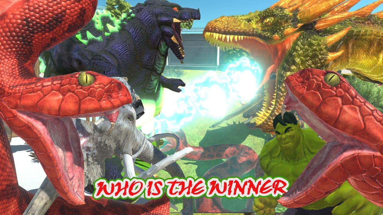 Giant Mammoth Team vs black Godzilla Fire Dragon Versus Epic Wild Super Hero Battle ARBS