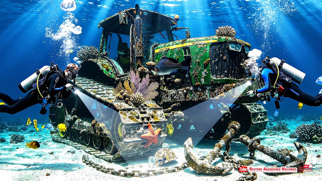 After 10 Years John Deere 9RX Tractor Abandoned On The Ocean Floor, Turning Tractor Fully Restoring