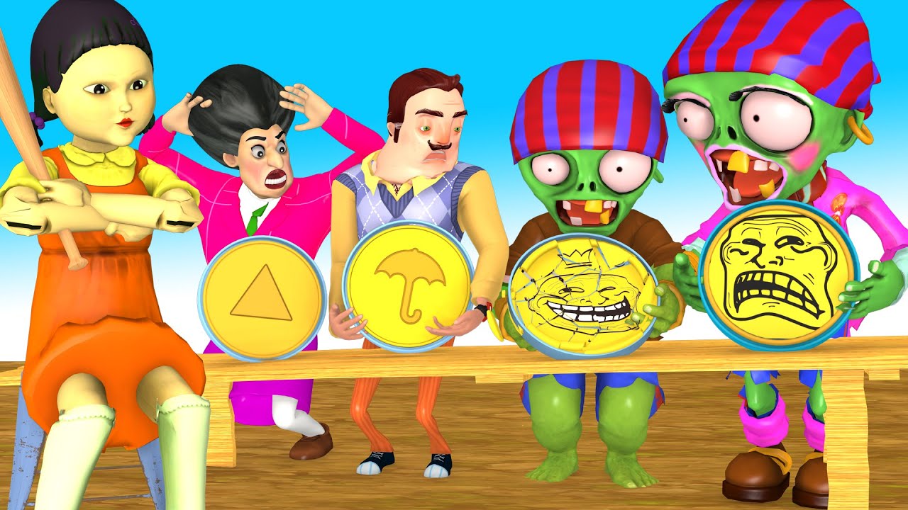 Scary Stranger Vs Squid Game (오징어 게임) - Miss T Troll Zombie Destroy Honeycomb Candy Challenge #4