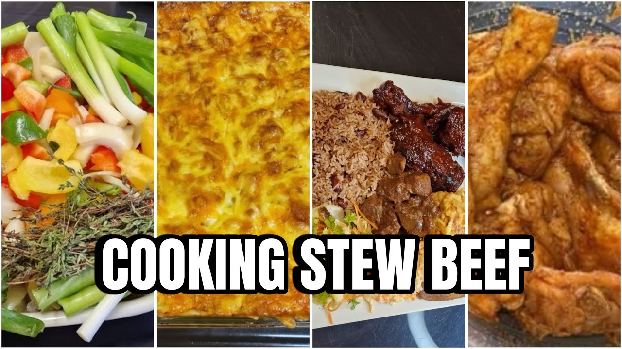 COOKING STEW BEEF AND BBQ FRY CHICKEN AND RICE AND PEAS JAMAICA STYLE 🇯🇲 🇯🇲 🇯🇲
