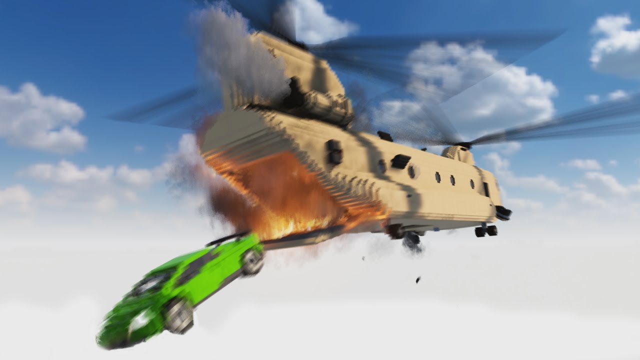 Cars Jumping Out of Helicopter on FIRE | Teardown
