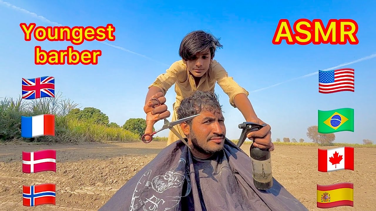 ASMR youngest barber 💈 in the world Amazing kurly haircut | ASMR fast and aggressive haircut 