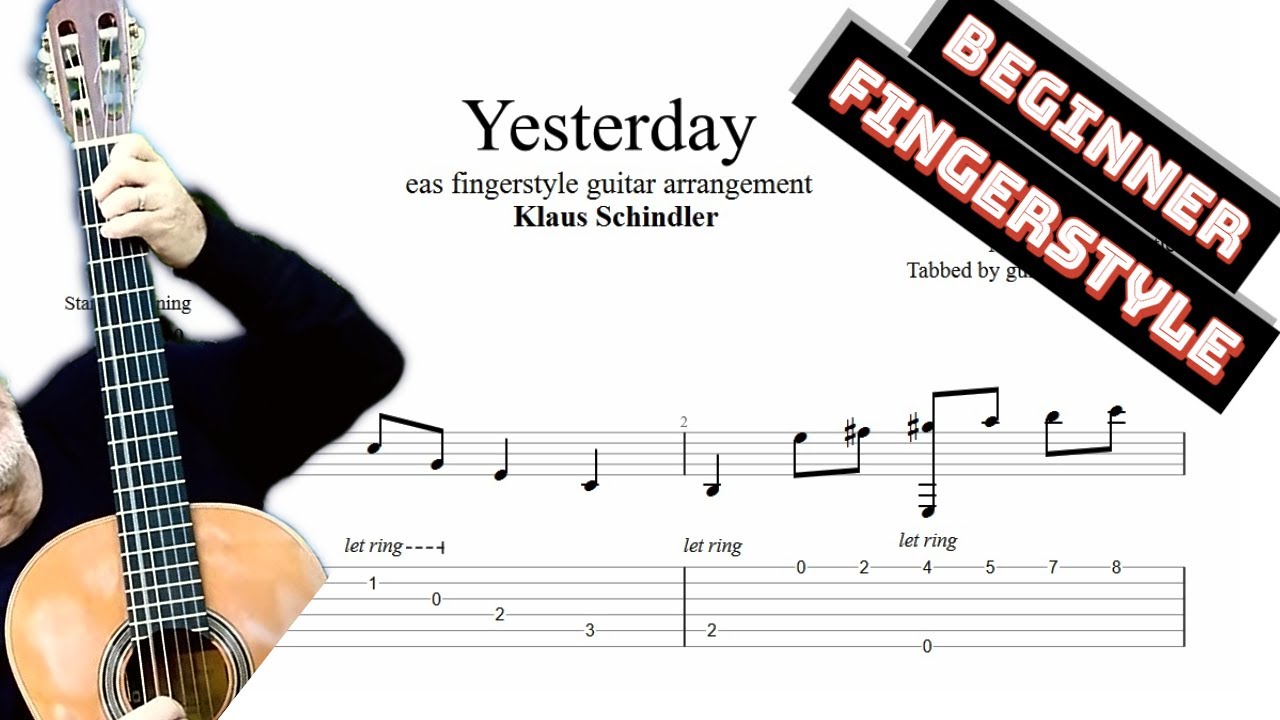 Yesterday TAB - easy fingerstyle guitar tabs (PDF + Guitar Pro)