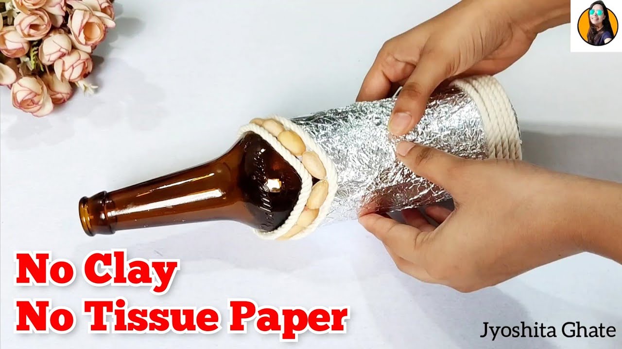 Very Easy & Unique Bottle Art Idea For Beginners| DIY Bottle Craft| No clay Bottle Art| DIY Craft|