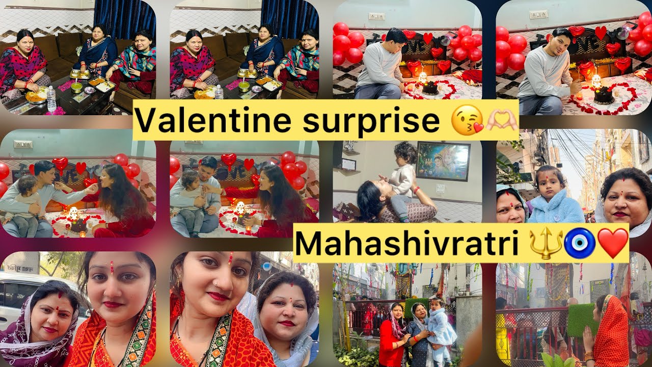 Valentine day per mene diya husband ji ko surprise 😘❤️🫶🏻|| Shivratri per gaye hum mandir 🛕🔱🧿🕉️|| 
