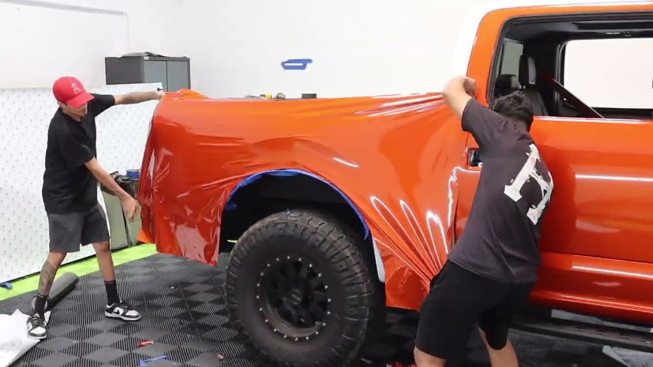 One Of The Hardest Trucks To Wrap (FORD RAPTOR GOES FROM WHITE TO ORANGE)