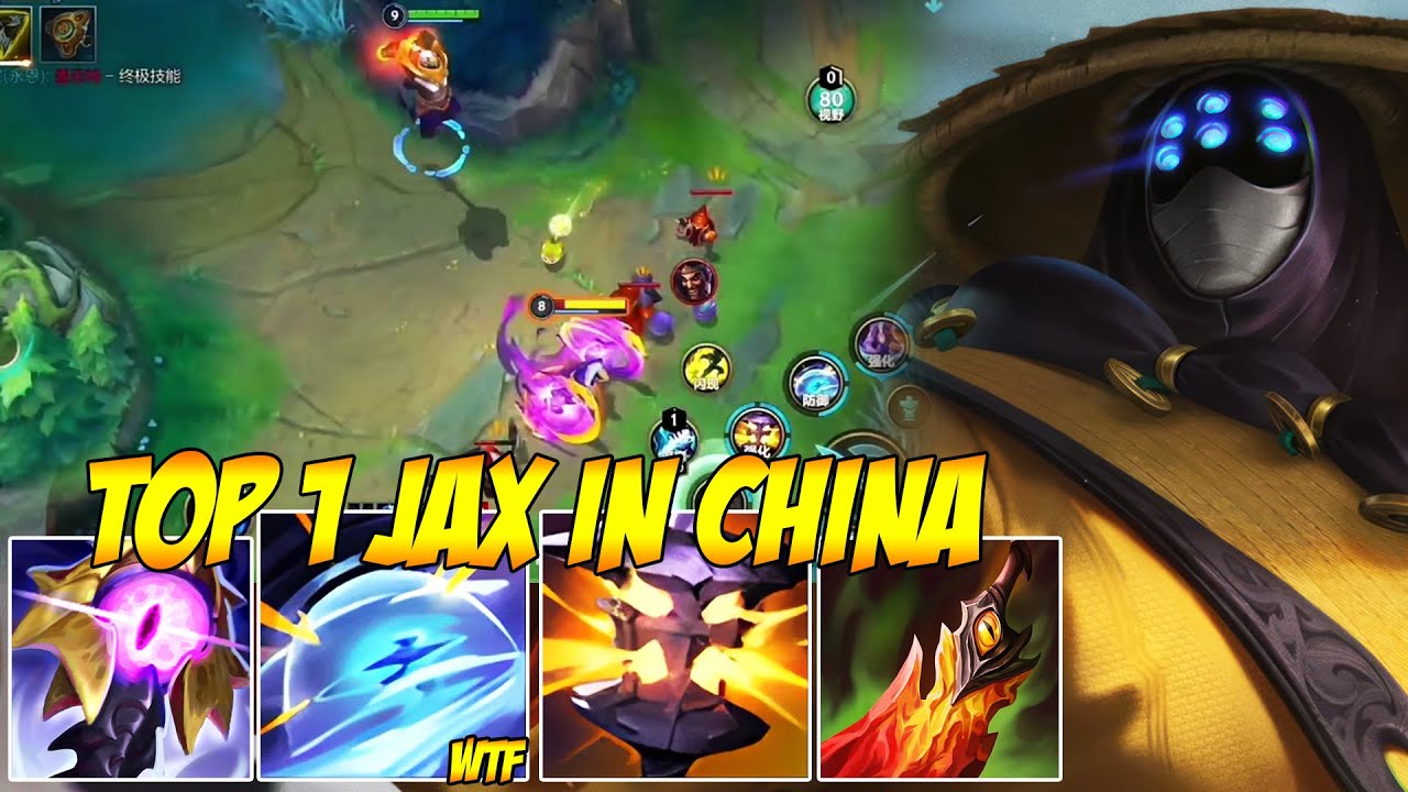 TOP 1 JAX IN CHINA WILD RIFT - 1VS9 GAMEPLAY CHALLENGER ELO