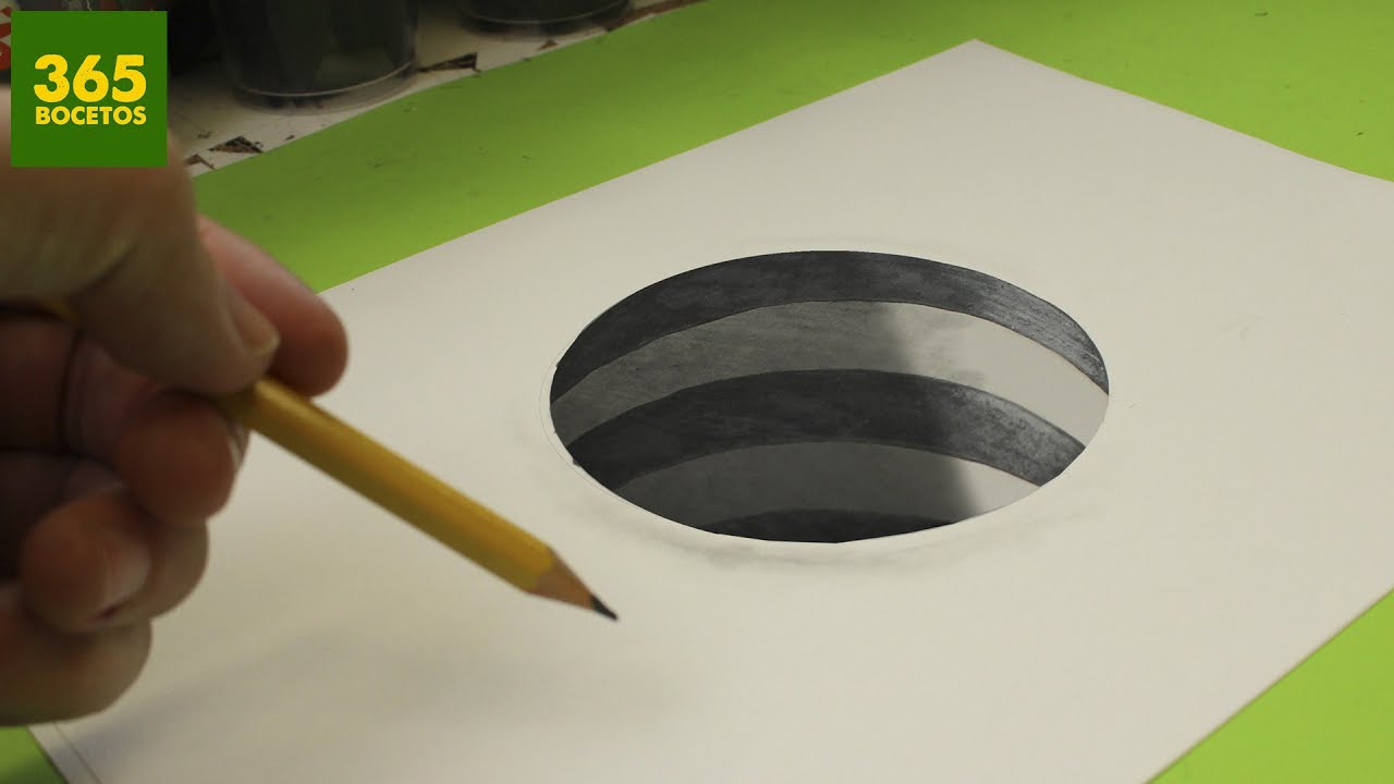 INCREIBLE TRUCO  - Como dibujar un hoyo en 3D paso a paso - How to draw a 3d hole