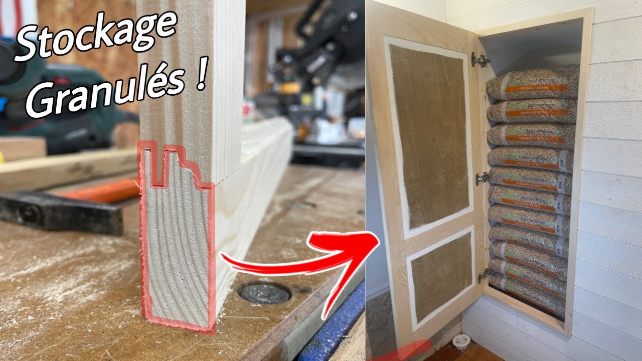 Je fabrique une porte en bois assemblage profil contre profil pour le stockage de granulés Brico seb