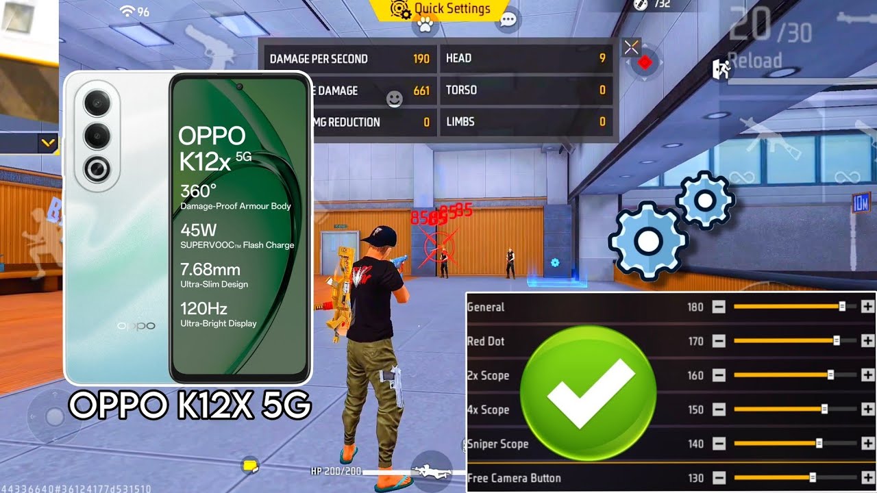 Oppo K12x 5G free fire sensitivity setting ⚙️ | Oppo K12x 5G free fire headshot setting ⚙️