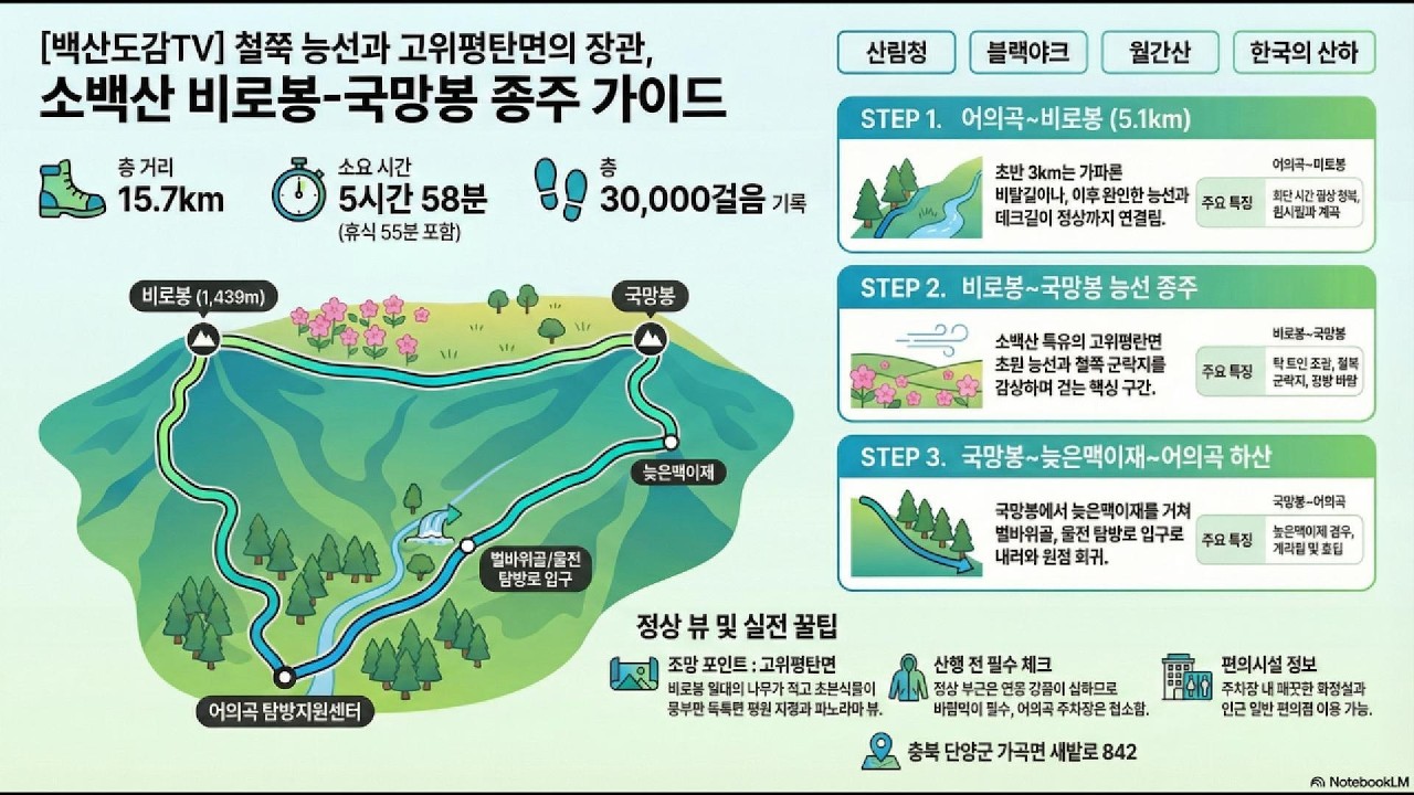 소백산(충북 단양군) | 100대명산 산행기록/어의곡리 – 새밭골 – 어의곡갈림길 – 비로봉 – 철쭉군락지 – 국망봉 – 늦은맥이재 – 벌바위골 - 을전탐방로 입구 - 어의곡리