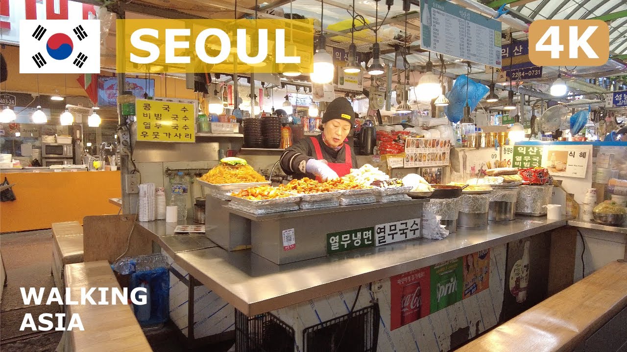🇰🇷 South Korea, Seoul: Touristy Gwangjang Market, Local Jongno Shinjin Market & Area Walk - 4K