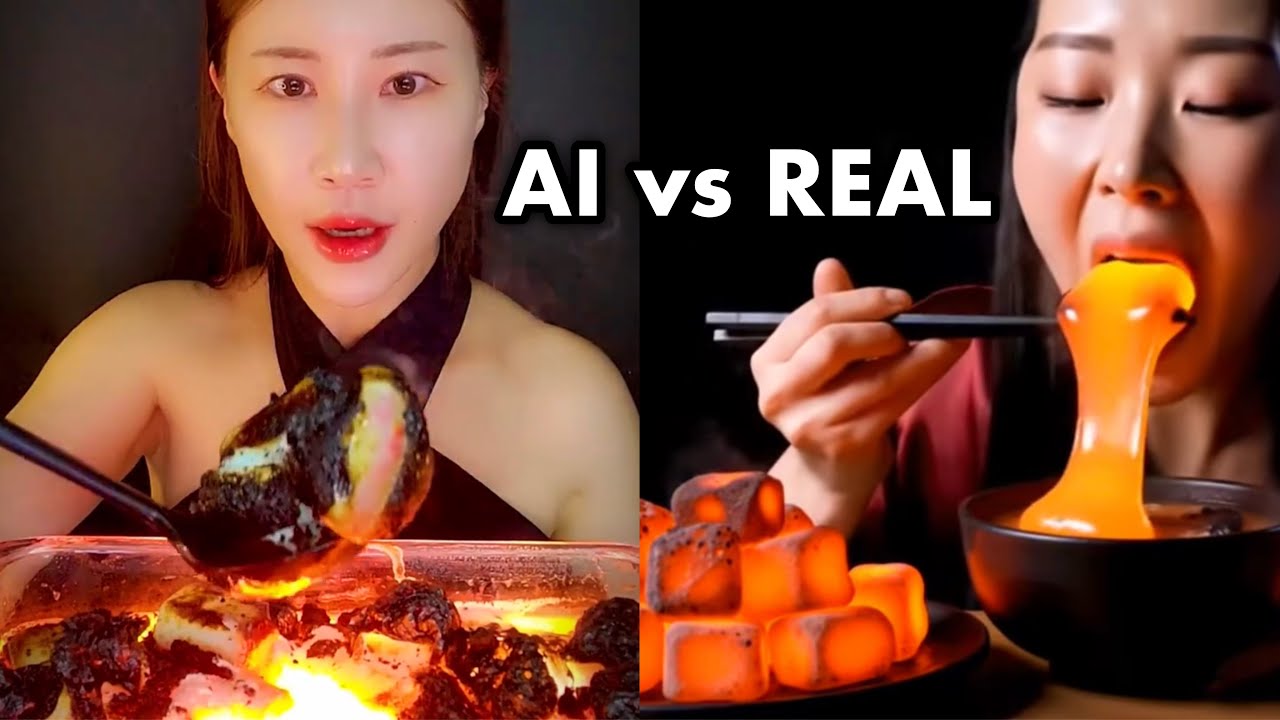 AI vs REAL Mukbangers: VIRAL LAVA MUKBANG 