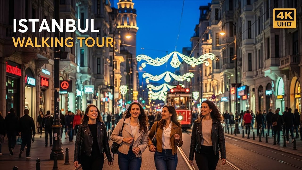 Istiklal Street Istanbul Walking Tour | Taksim to Nevizade Night Walk in 4K!