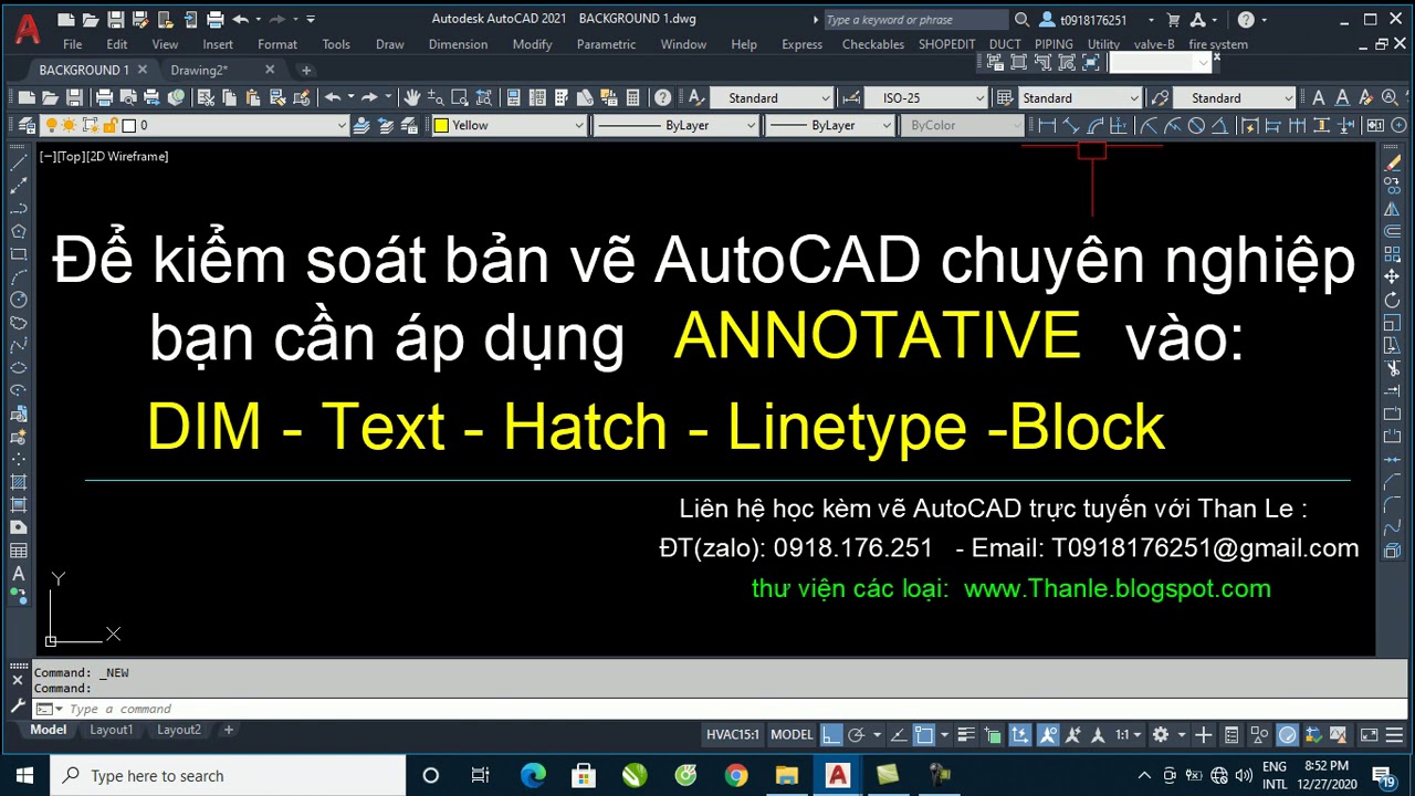 Để quản lý bản vẽ CAD chuyên nghiệp hãy dùng Annotative vào Dim, Text, Linetype, Hatch, Block