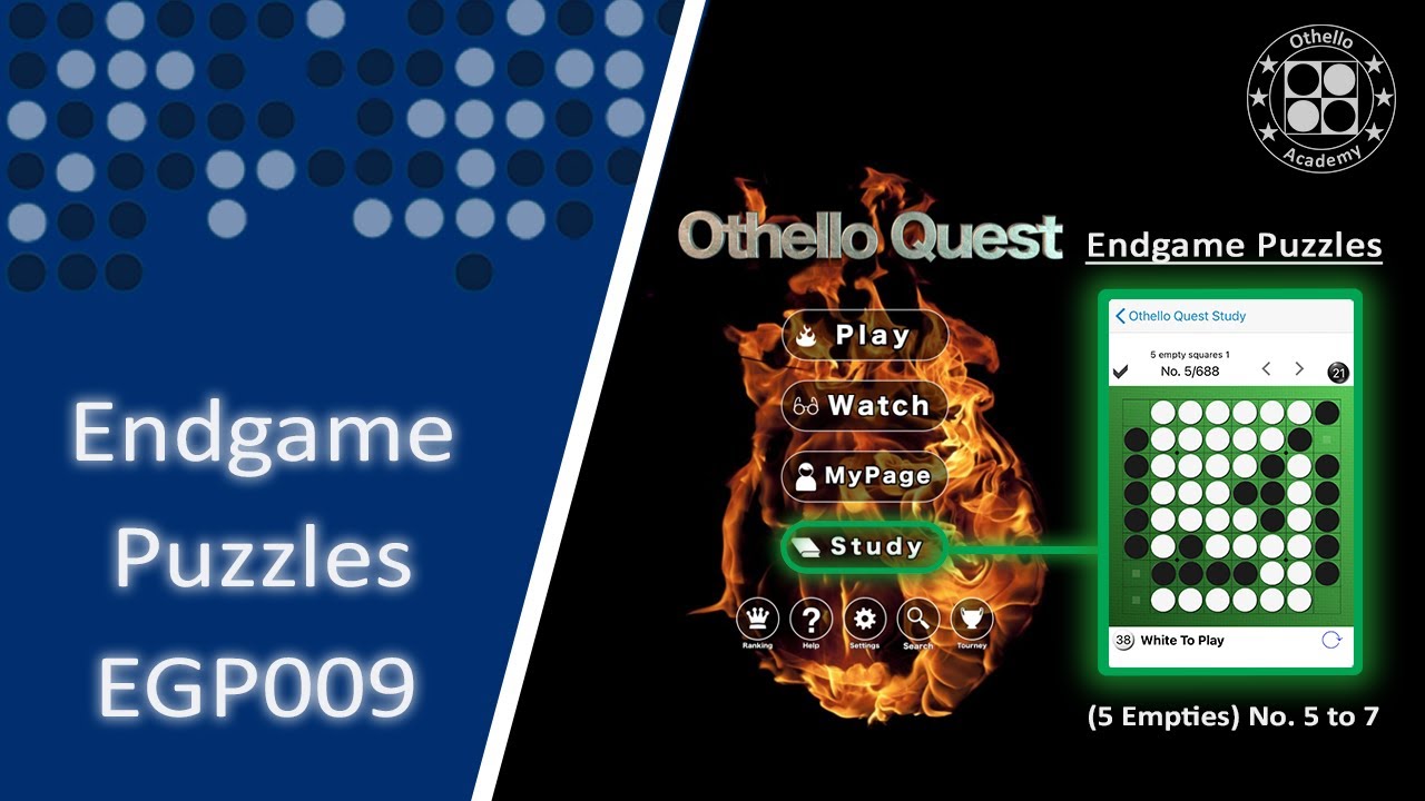 EGP009 - Othello Quest Endgame Puzzles (5 Empties) No. 5 to 7