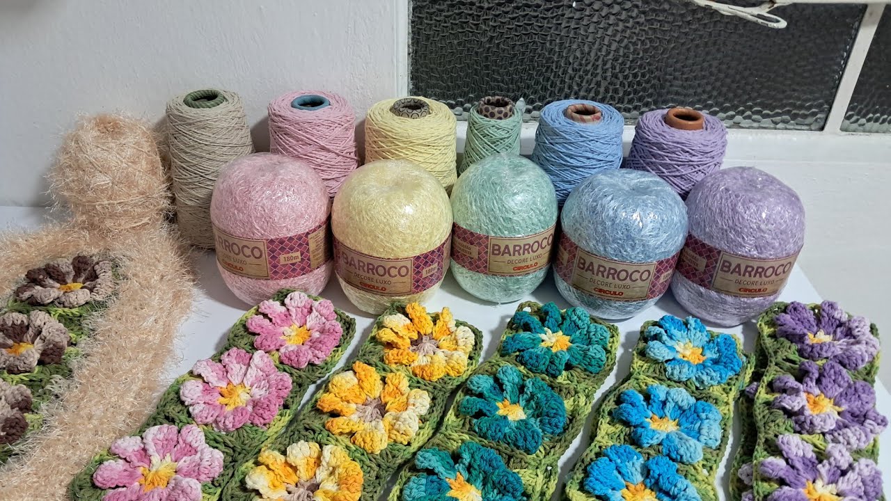Produção de bases para pares de Tapetes com o fio peludinho(decore luxo) vem ver a lindeza 🩷🩵💛💜