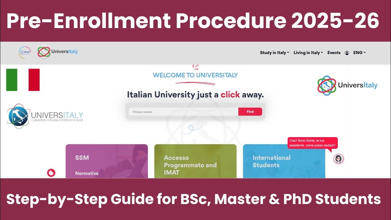 Pre-Enrollment Procedure in Italy 2025-26 | Step-by-Step Guide for BSc, Master & PhD Students