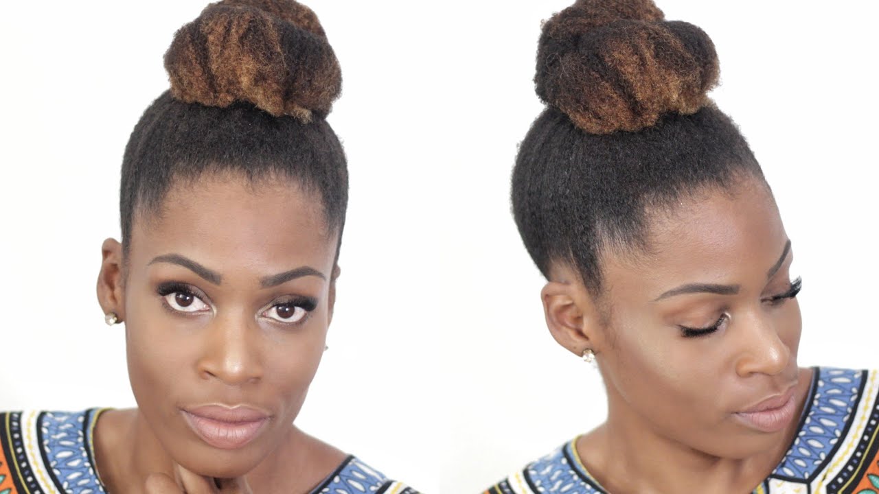 HOW TO: MAKEUP GLOWY & MESSY BUN CHEVEUX CRéPUS  4A 4B 4C NATURAL HAIR MILIES HAIRSTYLE soin