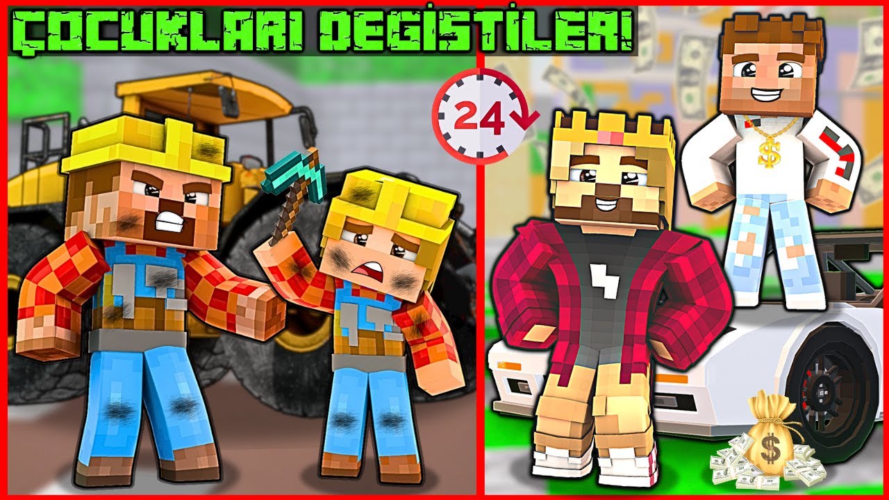 ARDA VE RÜZGAR 24 SAAT BOYUNCA ÇOCUKLARI DEĞİŞTİRDİ! 😂 -Minecraft