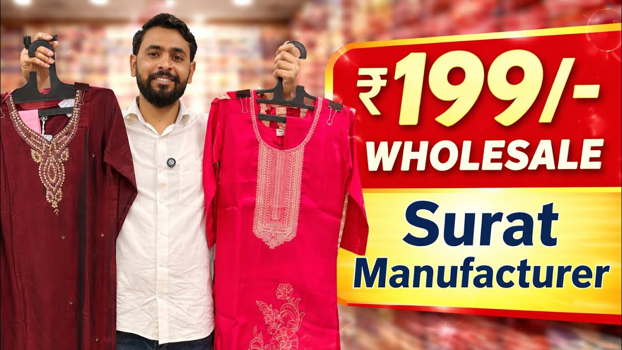 डिज़ाइनर कुर्ती के बेताज बादशाह | सूरत कुर्ती मैन्युफैक्चरर होलसेल | COD✅🔥