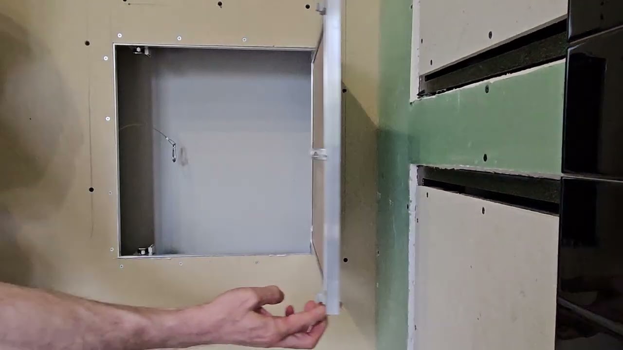 Hidden door for painting and fastening to drywall 1/2-inch thick, mod. ONE. Push to Open