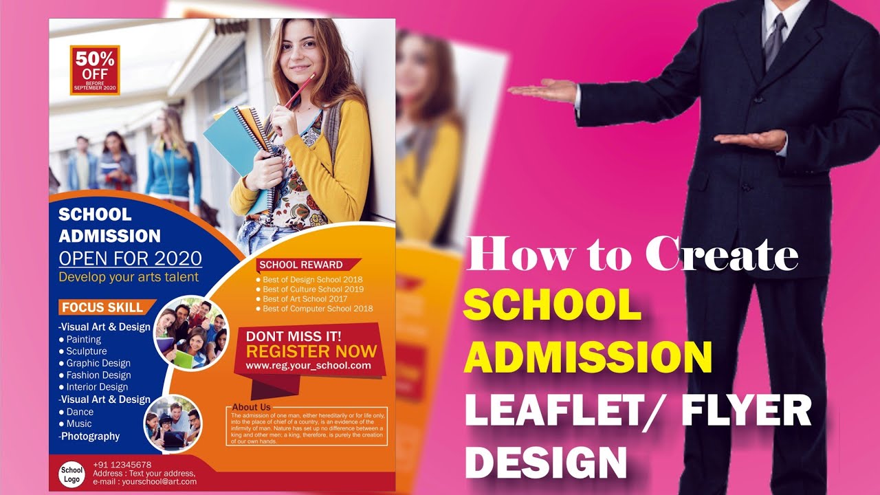 How to creat School Admission Flyer / Leaflet design in coreldraw....  Ani INFO