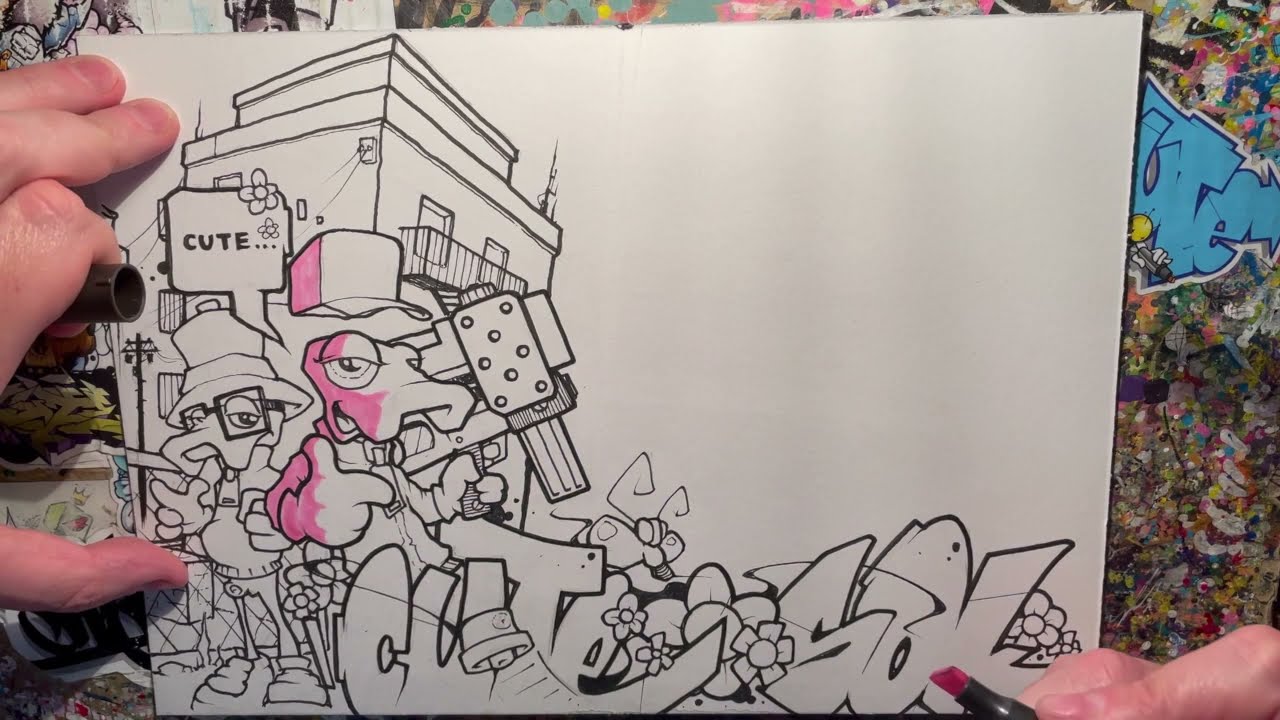 Hip-Hop Vaughn Bode lizards graffiti blackbook sketch in timelapse and real time Part 2