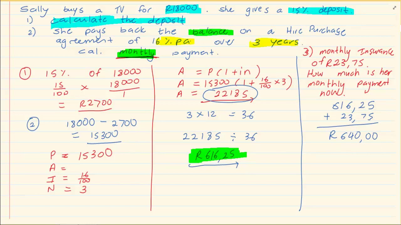 Grade 11: Financial Maths :  Revision of Grade 10 Financial Maths