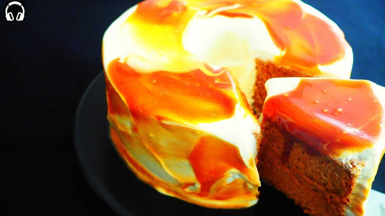 とろ〜り濃厚キャラメルシフォンケーキ[ASMR]Caramel chiffon cake