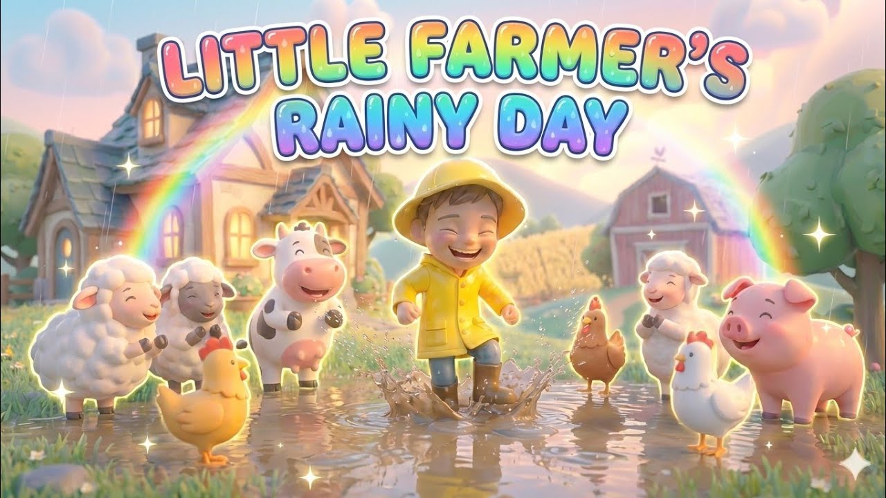 Little Farmer’s Rainy Day 🌧️🌈 | Fun Kids Nursery Rhyme | RhymeBerry World