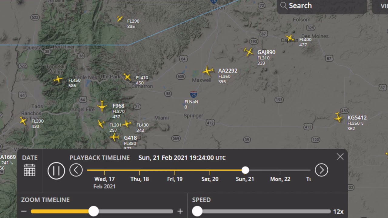 MADAR FR/24 radar display - AAL Flight 2292 & UFO, Feb 21, 2021 New Mexico