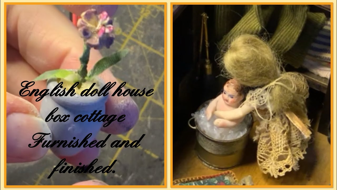 English doll house box cottage furnished and finished .