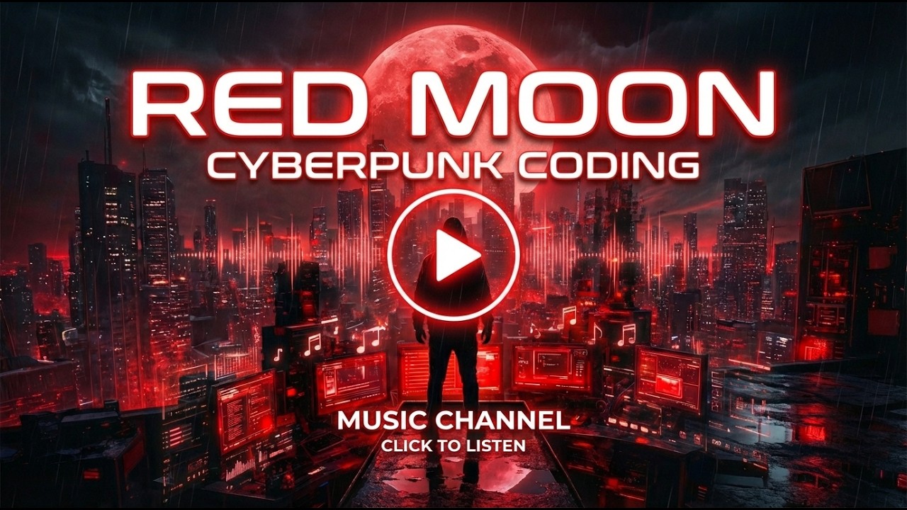 Red Moon Cyberpunk Coding 🌑 | 432Hz Noir Ambient for Deep Focus