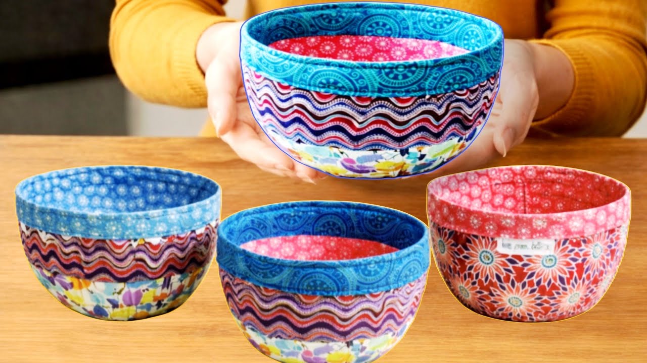 Look How I made this round fabric baskets from small piece of fabric/fabric baskets easy cutting 
