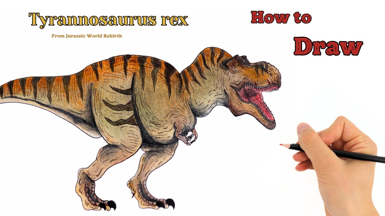 How to draw Tyrannosaurus rex from Jurassic World Rebirth