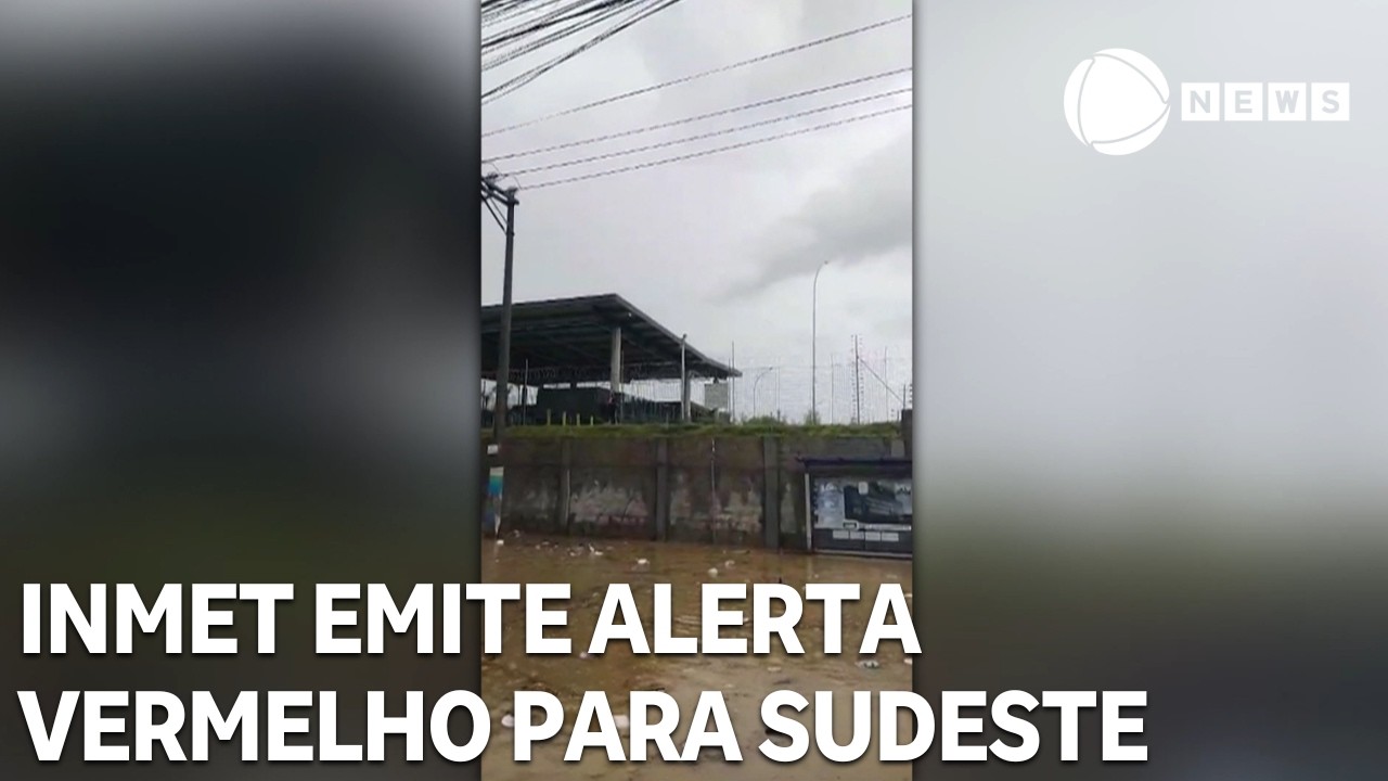 Inmet emite alerta vermelho de chuva intensa para o Sudeste do Brasil