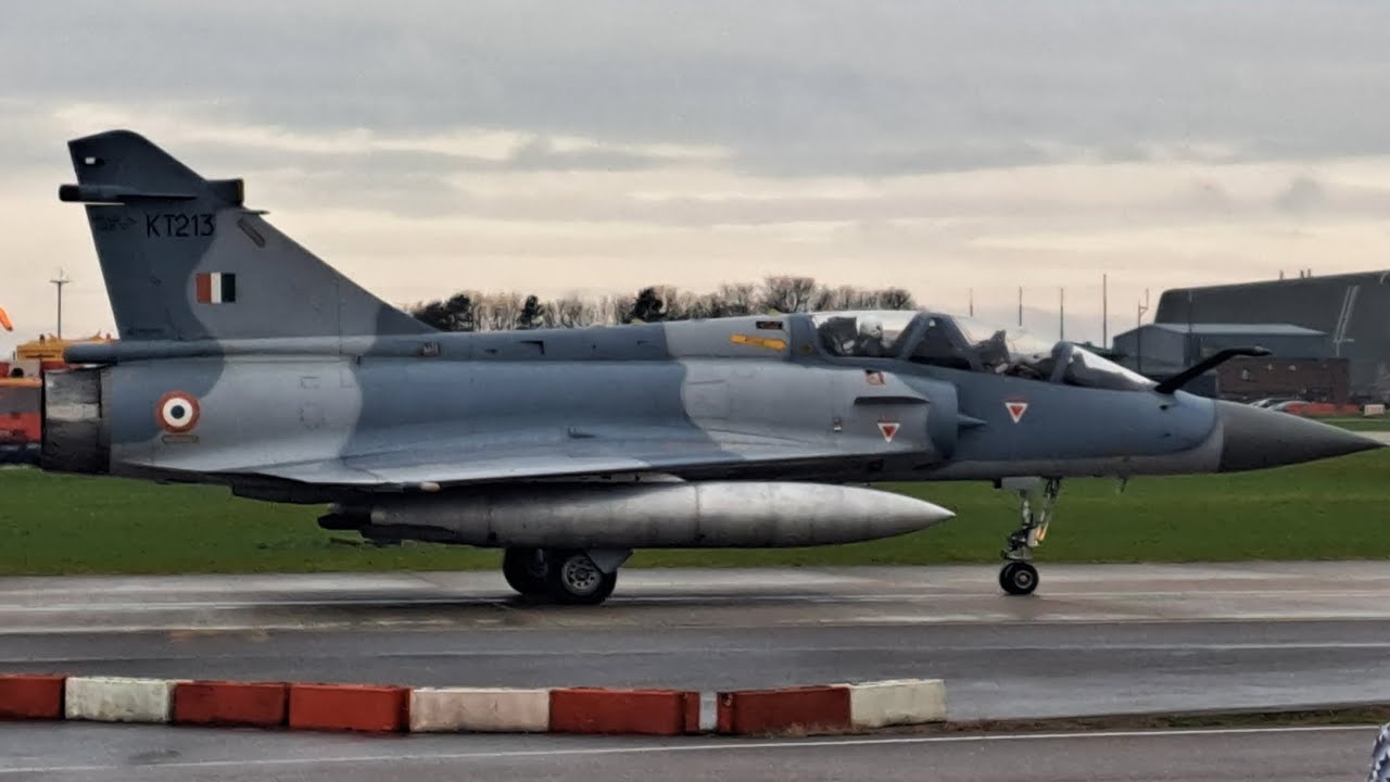 Cobra Warrior action 6/3/23  India mirage-2000 Belgium F16. taxi and take off. Raf waddington