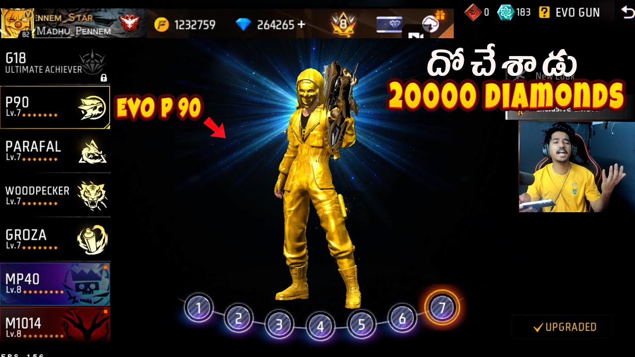 I GOT FIRST EVER EVO P90 IN FREE FIRE IN TELUGU - MADHU PENNEM GAMING