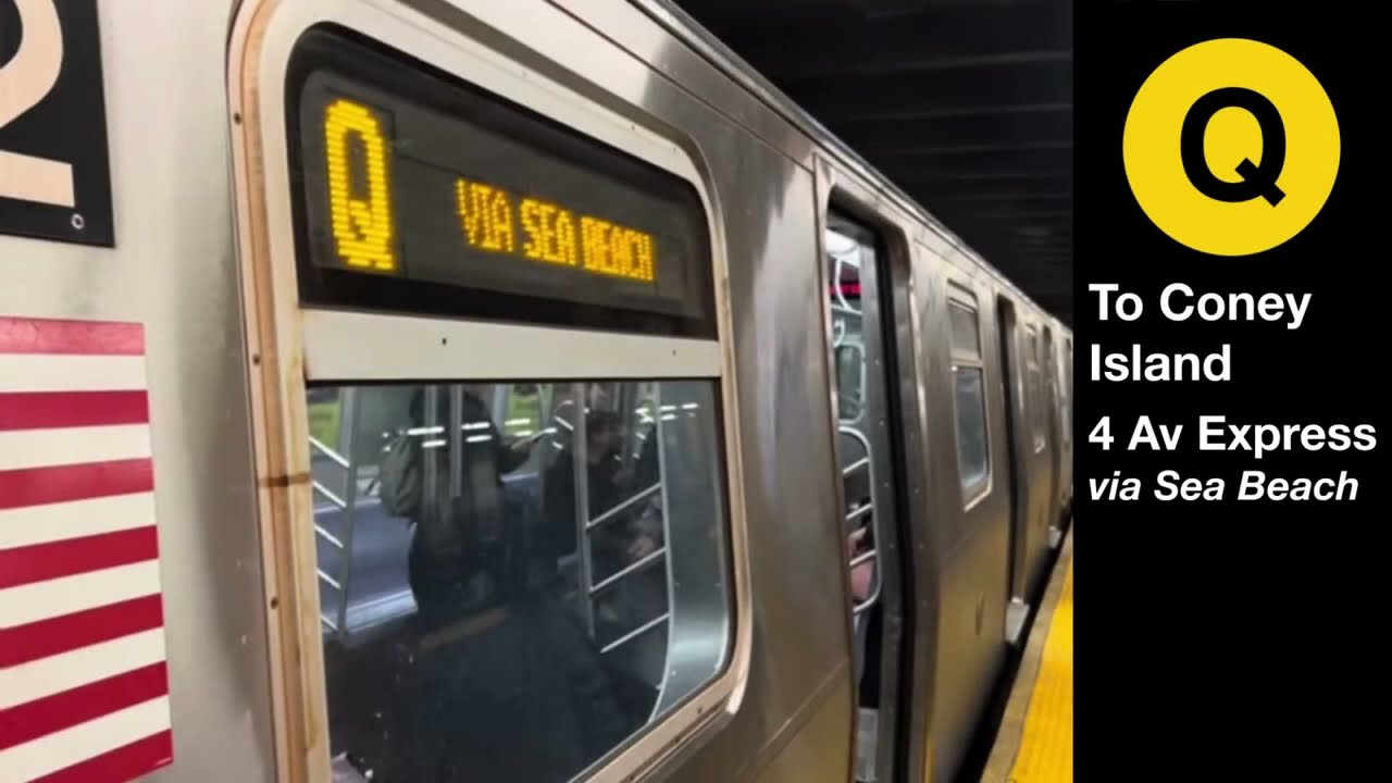 MTA | R160 Q Train announcements to Coney Island via 4th Av Express/Sea Beach Local