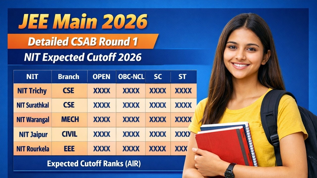 JEE Main 2026 || Detailed CSAB Round 1 NIT Expected Cutoff 2026 #jeemain2026 #marksvspercentile