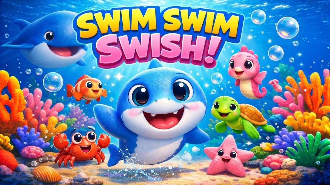 Swim Swim Swish! 🦈 | Ocean Animal Song for Toddlers | 3D Nursery Rhymes for Kids #kidssongs #rhymes 