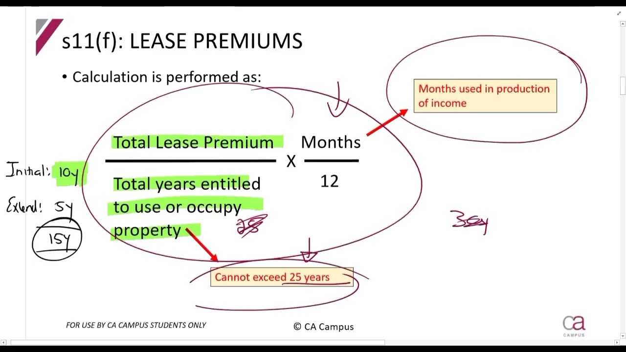 Part 8-Capital Allowances - Lease Premiums, Leasehold Improvements, Lessors, s12N  (19min)