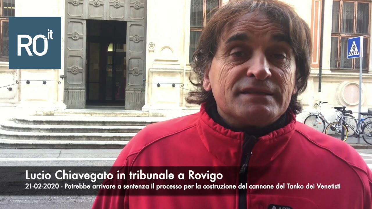 Lucio Chiavegato tribunale a Rovigo a sentenza di primo grado per la presunta arma del Tanko