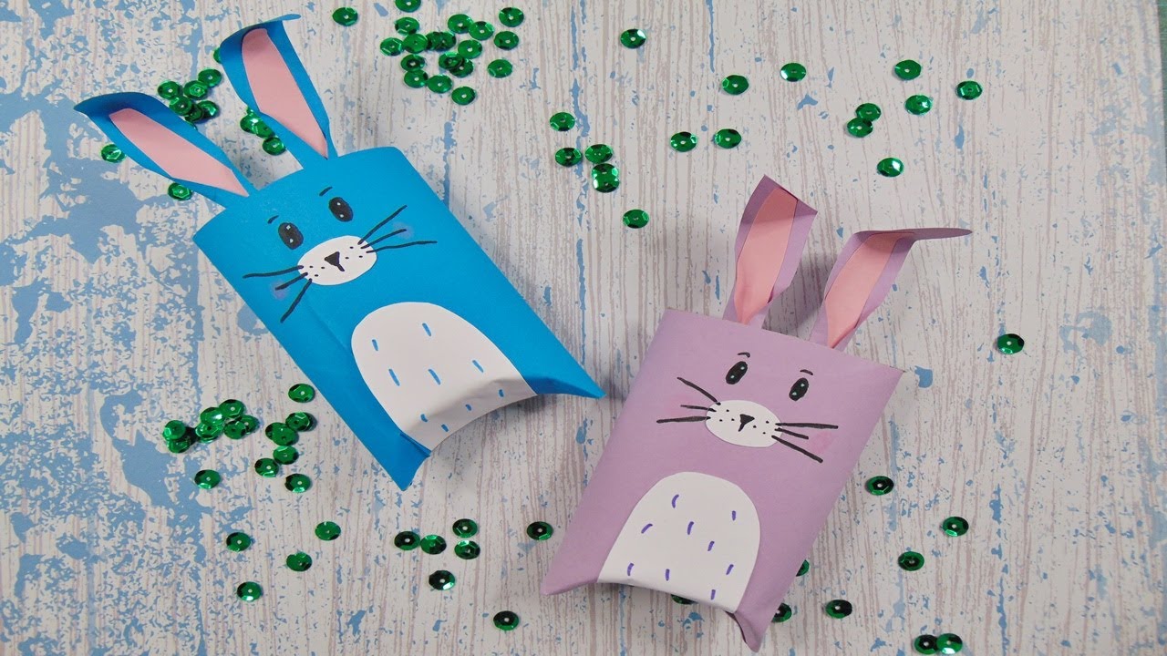Basteln: Hasen Pillow Box aus einer Toilettenrolle gebastelt / DIY Ostern