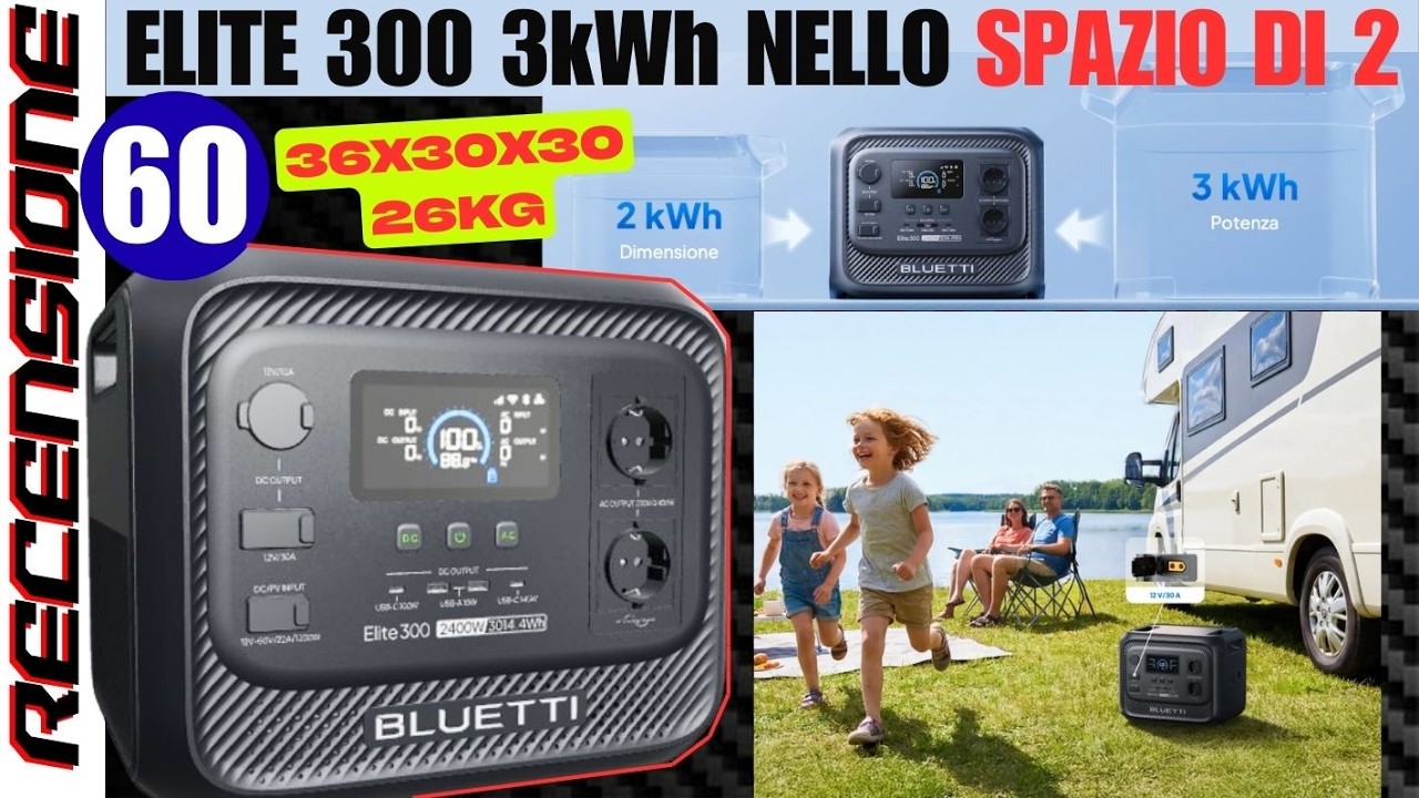 3kWh in 30cm RECENSIONE Bluetti Elite 300 2400w 3014kWh Power Station WiFi 12v