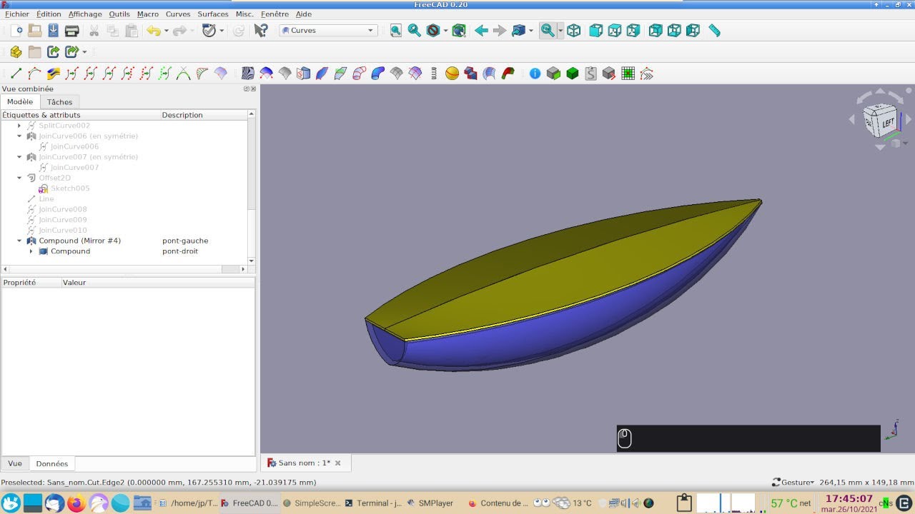 FreeCAD 0.19-0.20 : coque pour bateau imprimable en 3D