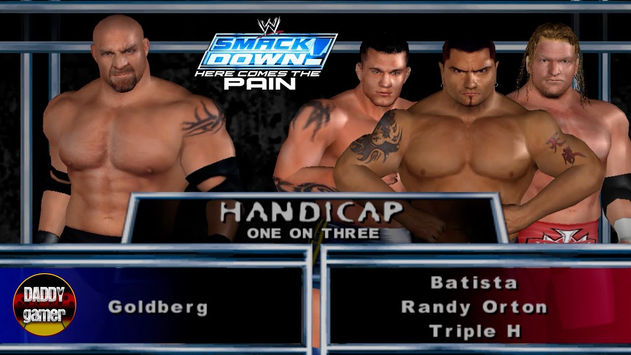 Goldberg vs. Evolution | One on Three Handicap Match | WWE SmackDown! Here Comes the Pain Gameplay